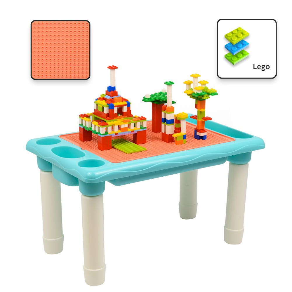 Lee routine Waarschuwing DECOPATENTDecopatent® - Kindertafel Bouwtafel - Speeltafel met bouwplaat  (Voor Lego® blokken) en vlakke kant - 4 Vakken - Met 316 Bouwstenen -  𝕍𝕖𝕣𝕜𝕠𝕠𝕡 ✪ 𝕔𝕠𝕞
