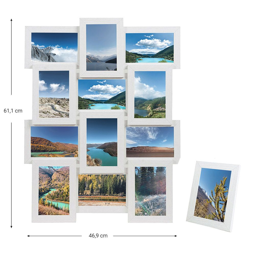 Oplossen architect plein DECOPATENTFotolijst collage - 12 foto's van 10 x 15 cm - Collagelijst wit -  Hangend - Met 12 fotokaders met glasplaatje – MDF hout - Decopatent® -  𝕍𝕖𝕣𝕜𝕠𝕠𝕡 ✪ 𝕔𝕠𝕞