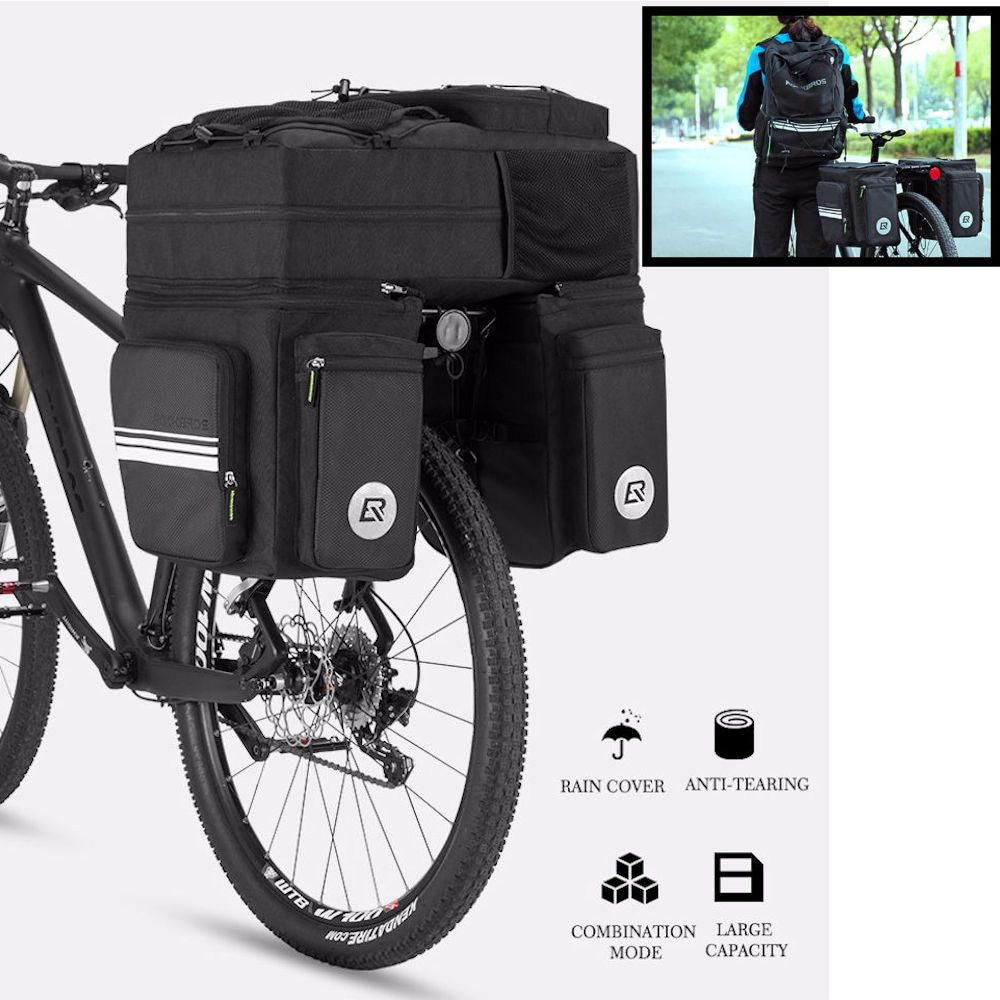 weten Flitsend botsen DECOPATENTMultifunctionele 3-in-1 Fiets bagagetassen met Regenafdekking -  48L Fietstassen voor Fietsbepakking op bagagedrager - Dubbele Fietstassen -  Fietstas Rugzak - Bagagedragertas - Bagagedrager tassen voor Fiets vakantie  - Fiets bepakking ...