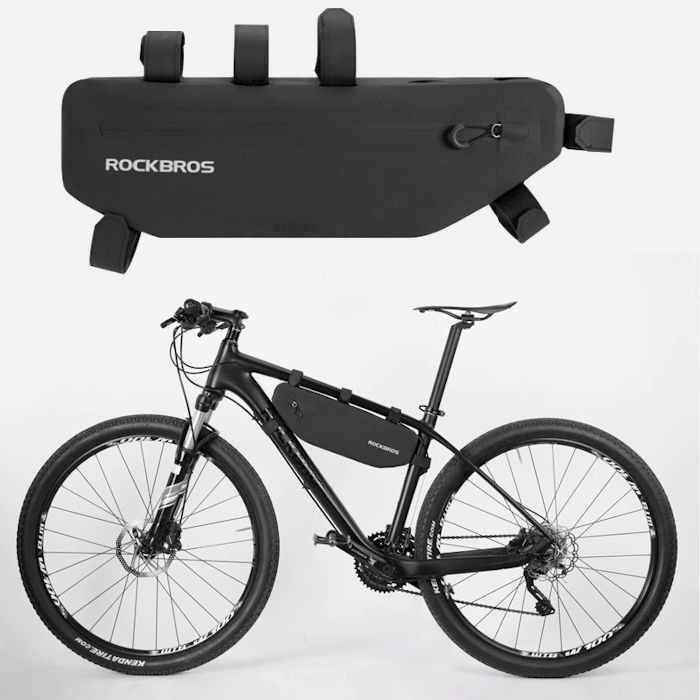 DECOPATENTPRO Fiets frametas voor onder het fietsframe - Waterbestendige  frame Fietstas - Frametas Racefiets / Fiets / Koersfiets / Mountainbike /  MTB fietsen / Electrische fiets / E-Bike- Regenbestendige Fiets Frametas -  Zwart - Decopatent 