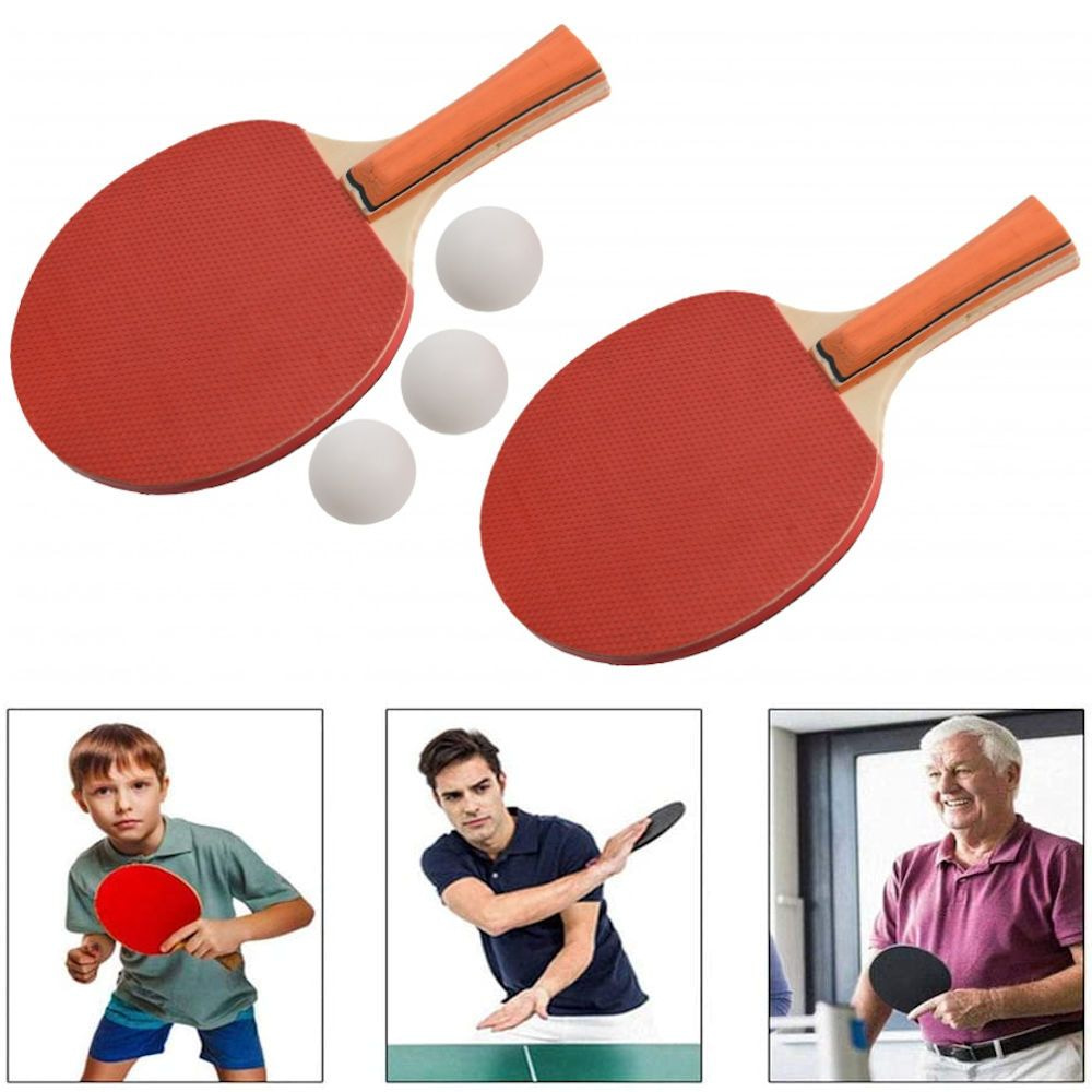 2x Tafel tennis & 3 Tafel tennis ballen - 5 Delige pingpong tafel Set bestaande uit: 2 Stuks Tafeltennis batjes & 3 Stuks Pingpongballen - Tafel tennis Set voor Kinderen & Volwassenen - 𝕍𝕖𝕣𝕜𝕠𝕠𝕡 ✪ 𝕔𝕠𝕞