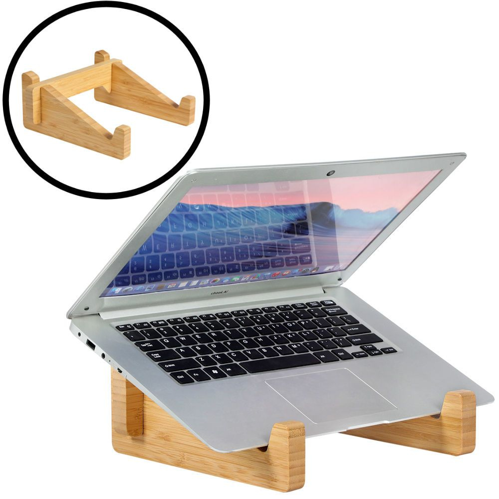 Ga door wol helling DECOPATENTLaptop standaard van Bamboe hout - Houten laptopstandaard -  Ergonomische werkplek voor Laptops en Tablets - Notebook - Laptop verhoger  / verhoging voor bureau - Decopatent® - 𝕍𝕖𝕣𝕜𝕠𝕠𝕡 ✪ 𝕔𝕠𝕞