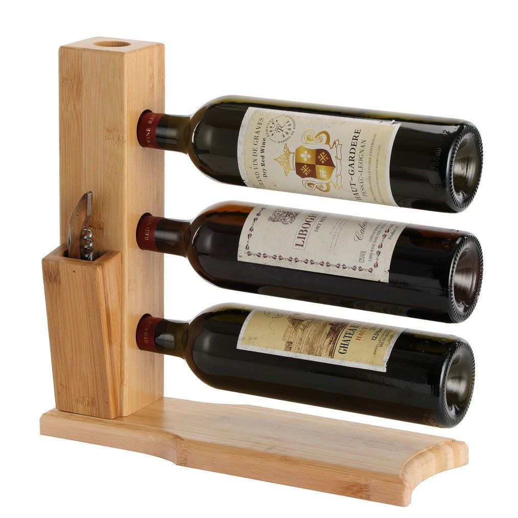 van bamboe hout voor 3 flessen wijn - Design wijnflessenrek / flessenrek - Decopatent® - 𝕍𝕖𝕣𝕜𝕠𝕠𝕡 ✪ 𝕔𝕠𝕞