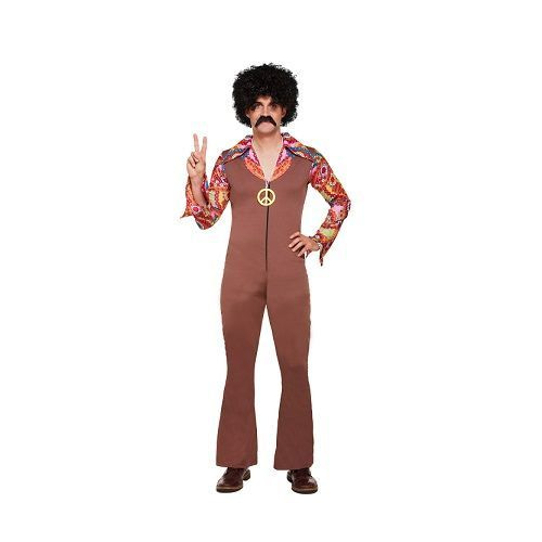 HENBRANDTVOLWASSENEN Man Jaren 60/70 Hippie Power Jumpsuit met Ketting | Hippie Kostuum | Carnavalskleding | Verkleedkleding | Flower Power Feest Kostuum | Man | 46-52 - One Fitts all. - 𝕍𝕖𝕣𝕜𝕠𝕠𝕡 ✪