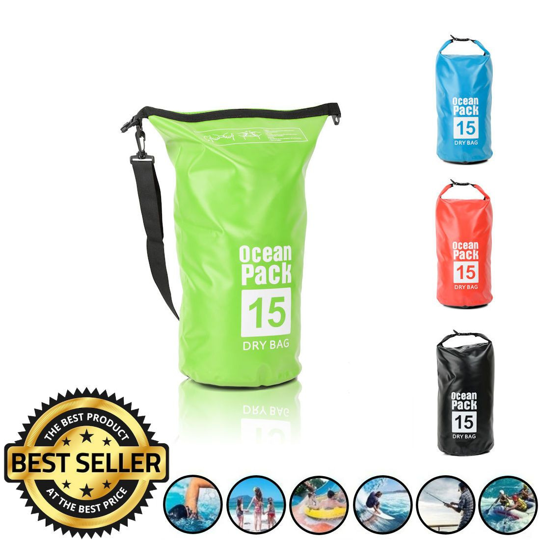 overtuigen Isaac twist DECOPATENTWaterdichte Tas Ocean Pack 15L - Waterproof Dry Bag Sack -  Schoudertas Droogtas 100% Waterdicht - Survival Outdoor Drybag Rugzak -  Survival Bag plunjezak - Outdoor Tas - Reistas - Boottas - Zeiltas -  Drybags 15 Liter - Kleur: GROEN ...