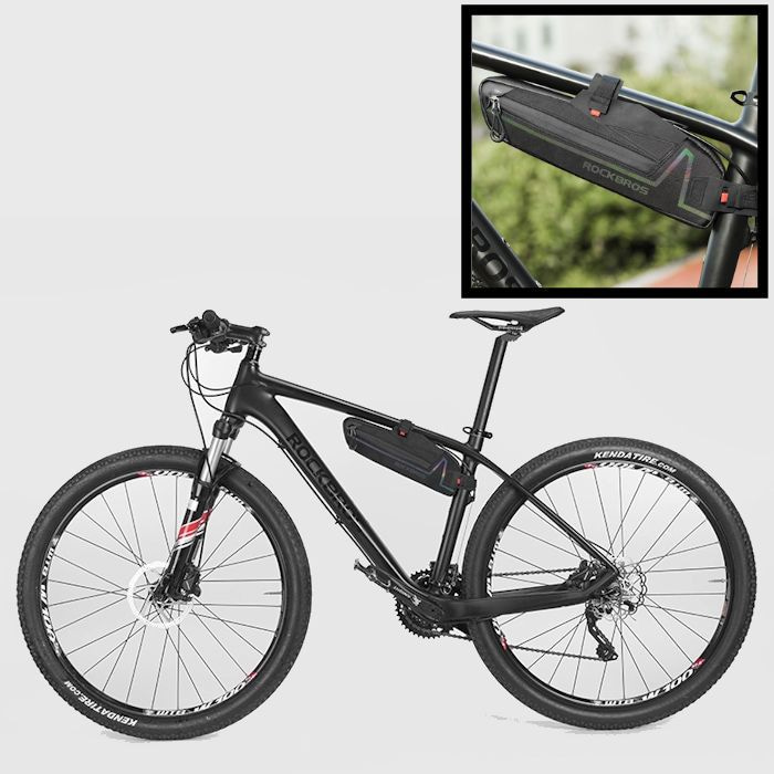 DECOPATENTPRO Fiets frametas voor onder het fietsframe - Waterbestendige  frame Fietstas - Frametas Racefiets / Fiets / Koersfiets / Mountainbike /  MTB fietsen / Electrische fiets / E-Bike- Regenbestendige Fiets Frametas -  Zwart - Decopatent 