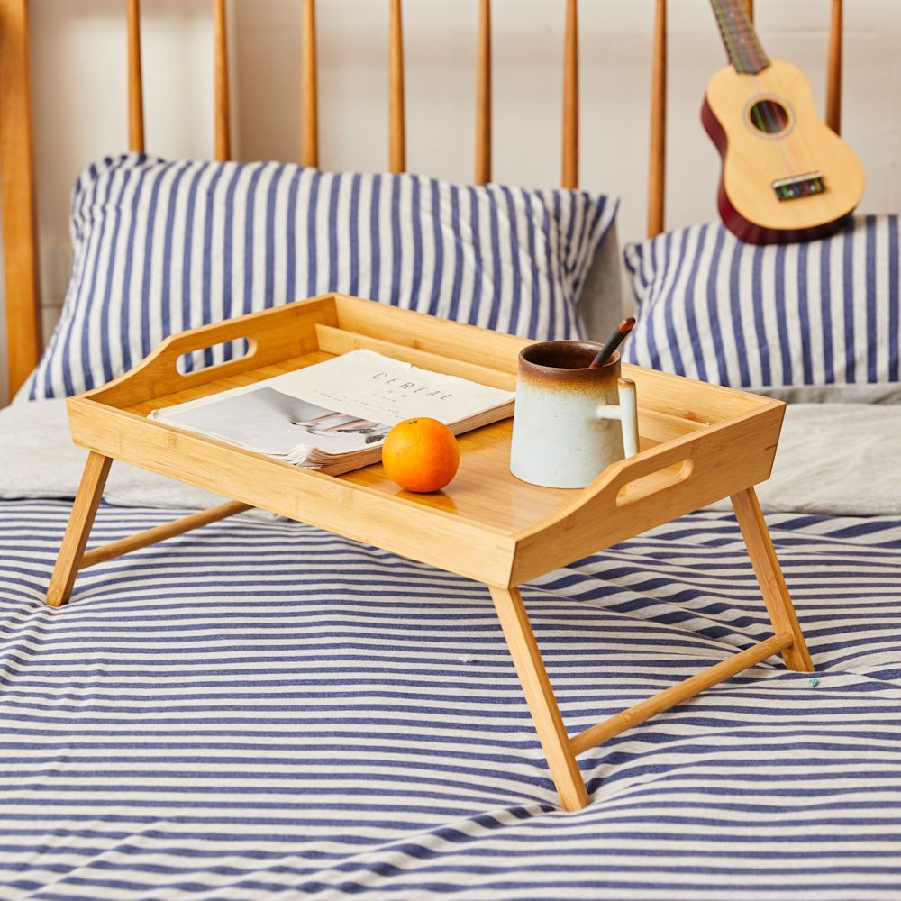 Verplicht afvoer ik draag kleding DECOPATENTDecopatent® Bamboe inklapbare bedtafel voor op bed met dienblad -  Houten Bedtafeltje - Laptoptafel - Ontbijt Bed - Bank dienblad -  𝕍𝕖𝕣𝕜𝕠𝕠𝕡 ✪ 𝕔𝕠𝕞