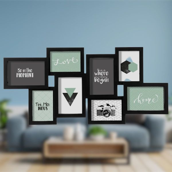 Flash Populair Uitgaan van DECOPATENTDecopatent® Fotolijst Collage voor 8 Foto's van 10x15 & 12x8 Cm -  Fotolijsten - Fotolijstje met 8 fotokaders - 65x2.6x32 Cm Zwart -  𝕍𝕖𝕣𝕜𝕠𝕠𝕡 ✪ 𝕔𝕠𝕞