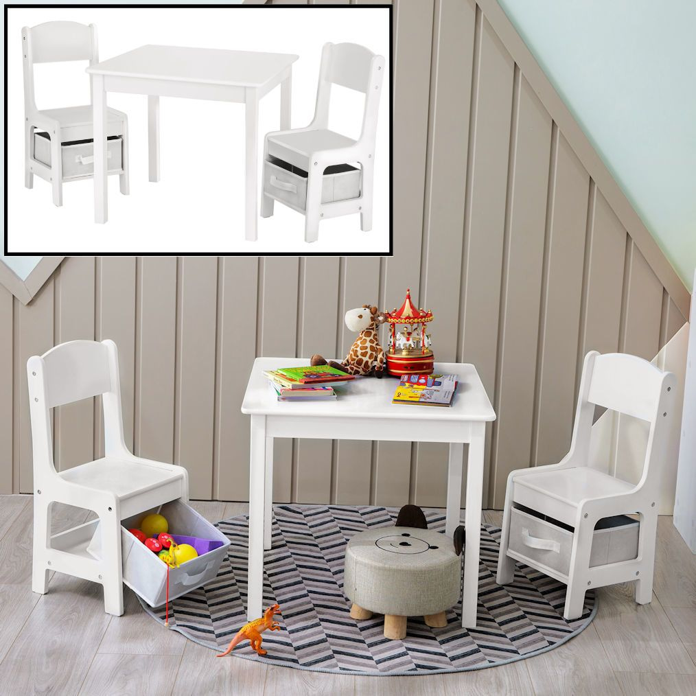 Opa ontwerper Blauw DECOPATENTKindertafel met stoeltjes van hout – 1 tafel en 2 stoelen voor  kinderen - Wit - Kleurtafel / speeltafel / knutseltafel / tekentafel /  zitgroep set - Decopatent® - 𝕍𝕖𝕣𝕜𝕠𝕠𝕡 ✪ 𝕔𝕠𝕞