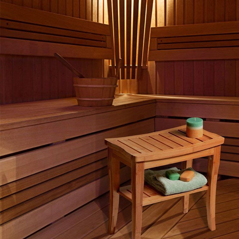 Obsessie Automatisch Soms soms DECOPATENTBadkamer / Sauna bankje met opbergruimte - Van bamboe hout -  Stevige houten bankje voor in badkamer of sauna - Handig als badkamerkruk /  badkamerstoel - Decopatent® - 𝕍𝕖𝕣𝕜𝕠𝕠𝕡 ✪ 𝕔𝕠𝕞
