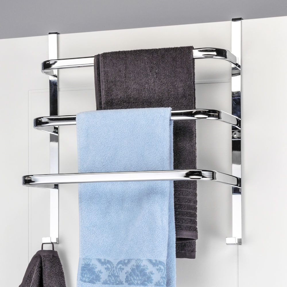 DECOPATENTDecopatent® Hangend Handdoekenrek voor aan de Deur - Voor 3 Handdoeken met 2 Ophanghaken - Hangende Handdoek Rek - Metaal - 56 x 25 x 49 Cm. - 𝕍𝕖𝕣𝕜𝕠𝕠𝕡 𝕔𝕠𝕞