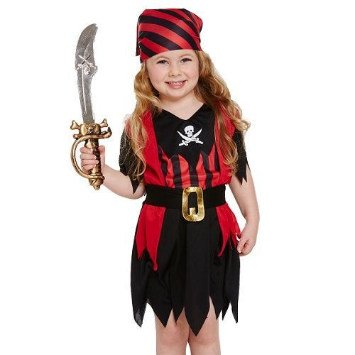 HENBRANDT3-Delig stoer Piraten jurkje voor Meisjes - Piraten Jurkje riem en Bandana - Carnavalskleding - Verkleedkleding - ONE SIZE - 𝕍𝕖𝕣𝕜𝕠𝕠𝕡 ✪ 𝕔𝕠𝕞