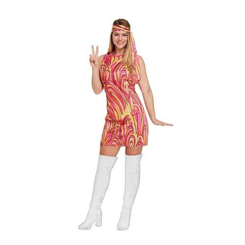 badminton kroon Ver weg HENBRANDTVOLWASSENEN VROUW | Groovy Hippie Girl Kostuum, bestaande uit: Jurk  en Hoofdband | Flower Power Dames Jurk | Carnavalskleding | Verkleedkleding  | Dames | Maat: 38 tm 42 ONE SIZE FITTS ALL - 𝕍𝕖𝕣𝕜𝕠𝕠𝕡 ✪ 𝕔𝕠𝕞