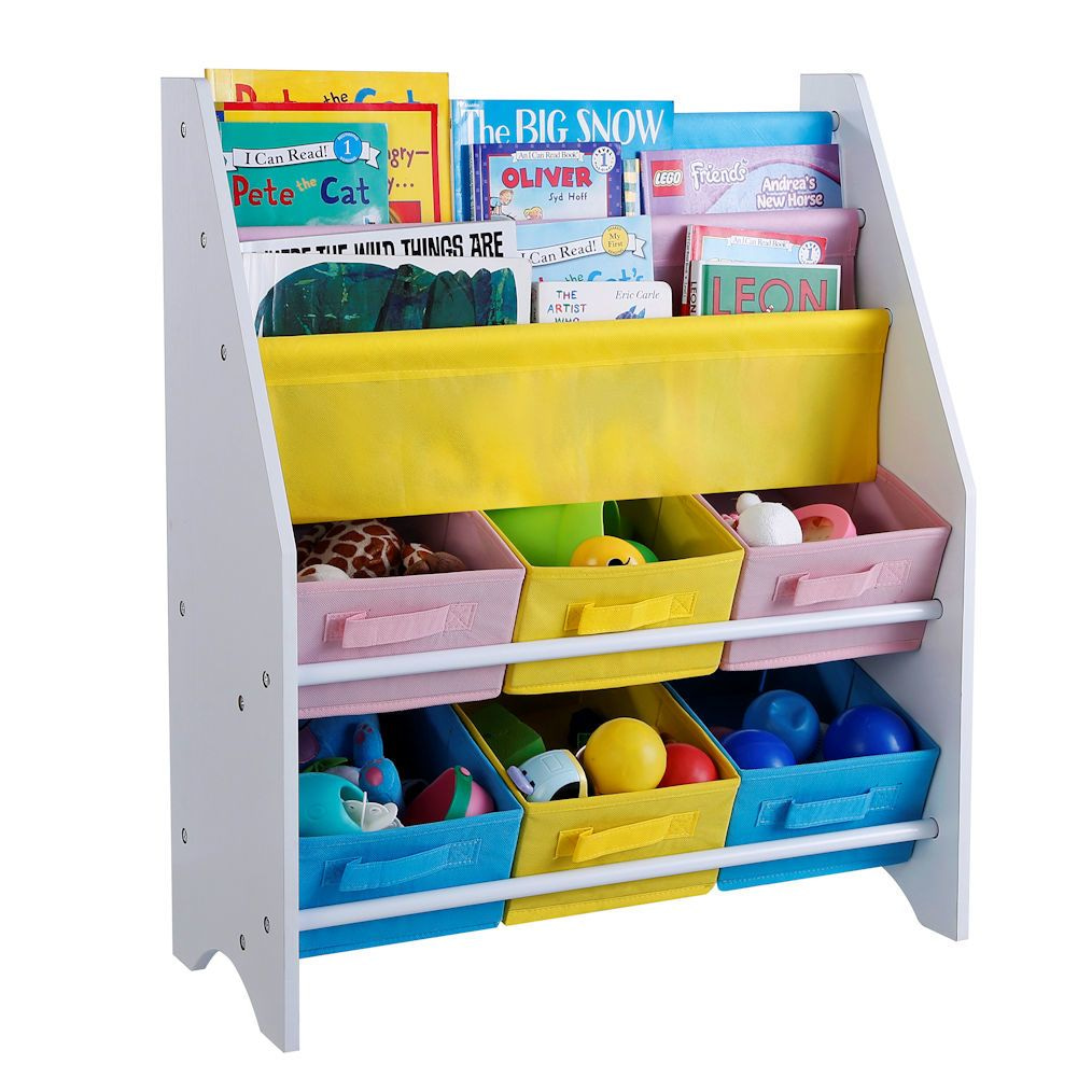 DECOPATENTOpbergkast kinderen en boekenkast in - Opbergrek voor opbergen van boekjes, speelgoed en knuffels - Kinderkast / organizer / speelgoedkast voor kinderkamer in wit - Decopatent® - 𝕍𝕖𝕣𝕜𝕠𝕠𝕡 ✪ 𝕔𝕠𝕞