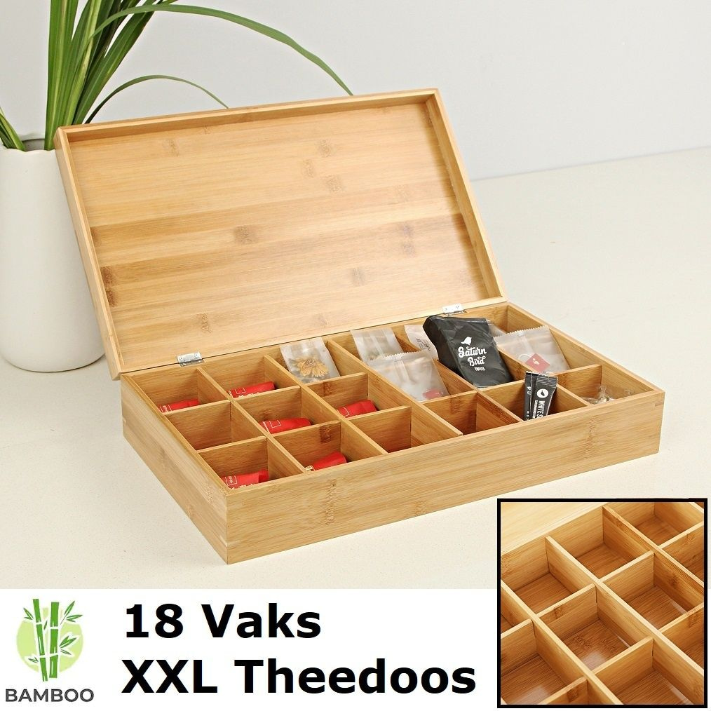 DECOPATENTLuxe grote theedoos van hout – 18 vaks theekist thee - Decopatent - ✪ 𝕔𝕠𝕞