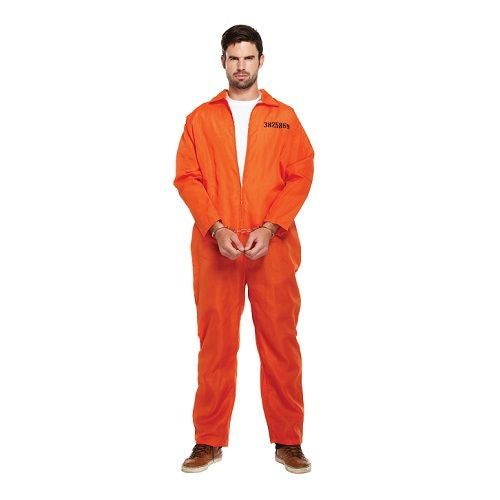 HENBRANDTVOLWASSENEN HEREN 2-Delig Gevangenis pak, bestaande uit: overal en Handboeien | Kleur : Oranje | Prison Break kostuum | Carnavalskleding | Verkleedkleding| Vrijgezellenfeest | Man | Maat: ONE SIZE FITTS ALL - 𝕍𝕖𝕣𝕜𝕠𝕠𝕡 ✪ 𝕔𝕠𝕞
