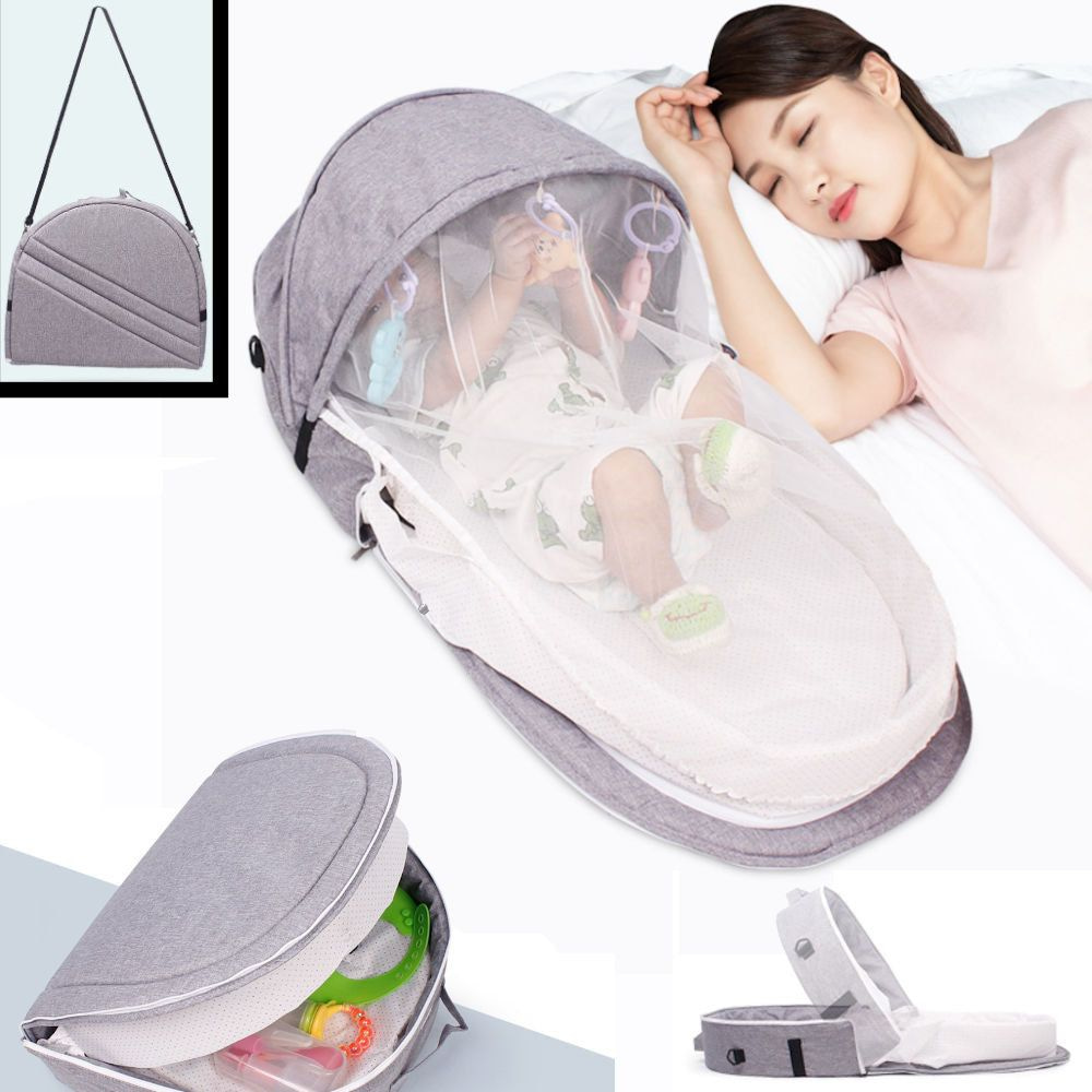 DECOPATENTBaby Reisbed - Opvouwbaar Reisbedje voor Baby's & Kleuters - Reiswieg voor uw Kind - Multifunctioneel Reisbed - Camping Babybedje - Reistas uw Vlieg- of Autoreis - Vliegtuigbedje - Babynestje - Kleur: Grijs - Decopatent ...