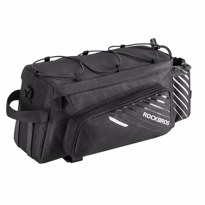 DECOPATENTFiets Bagagedragertas met Regenhoes - 13L Bagage drager fietstas  - Trunkbag Fietstas - Dubbele Fietstassen voor op bagagedrager - Trunk Bag  voor Elektrische Fietsen \u0026 Stadsfietsen - Bagagedrager tas met Fleshouder  veel opbergruimte 