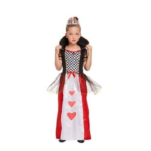 Meisjes Alice in Wonderland Queen of Hearts Kostuum | De Koningin de Harten | Kleur: Rood / Wit / Zwart | Harten Koningin | Carnavalskleding | Verkleedkleding | Feest Kostuum | Meisjes | Maat: Large 10-12 Jaar ...