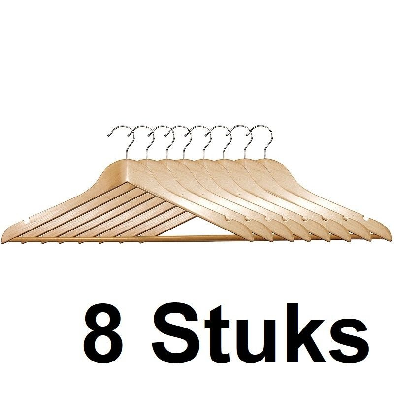 Mortal tafereel Aan boord KESPER8 STUKS Luxe FSC® houten kledinghangers | Stevige klerenhangers met  antislip-broekstang | Klerenhanger | Kleerhanger | broekenstang | 44,5 Cm.  Breed | PAK van 8 Stuks - 𝕍𝕖𝕣𝕜𝕠𝕠𝕡 ✪ 𝕔𝕠𝕞