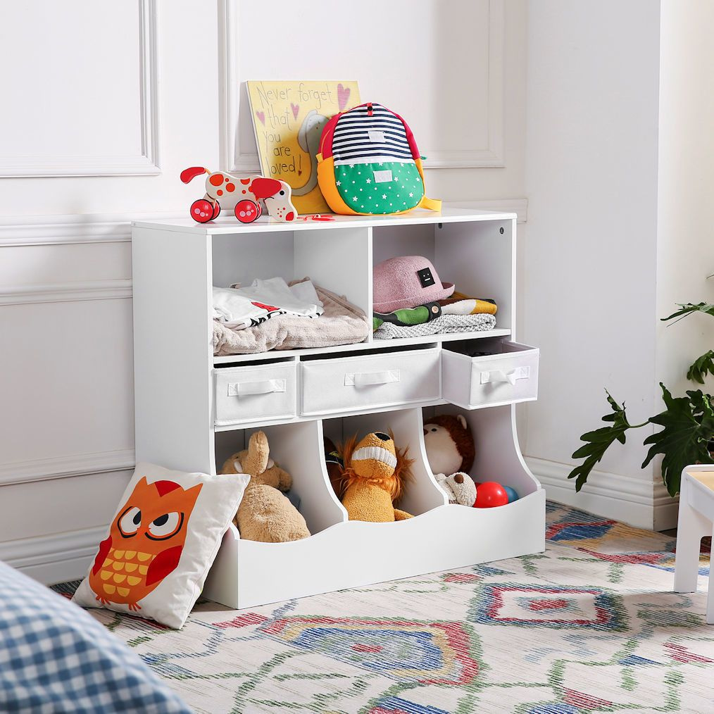 Kast / Boekenkast voor kinderen - Opbergkast van hout voor kinderkamer - Voor opbergen van speelgoed, knuffels, boekjes etc. - Kinderkamer Boekenrek / open opberg kast in wit - Decopatent® - 𝕍𝕖𝕣𝕜𝕠𝕠𝕡 ✪
