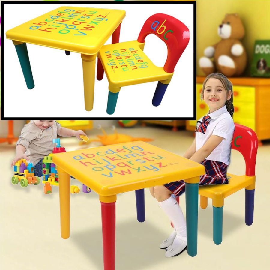Walging zaterdag Booth DECOPATENTDecopatent® ABC Alfabet Kindertafel met Stoel - Speeltafel -  Kindertafel en stoeltjes - 1x Tafel en 1x Stoel voor kinderen -  𝕍𝕖𝕣𝕜𝕠𝕠𝕡 ✪ 𝕔𝕠𝕞