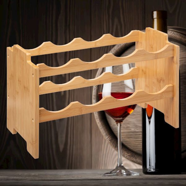 DECOPATENTDecopatent® van bamboe hout voor 8 flessen wijn - Staand stapelbaar wijnrek - Mooi wijnflessenrek voor 8 wijnflessen - 𝕍𝕖𝕣𝕜𝕠𝕠𝕡 ✪ 𝕔𝕠𝕞