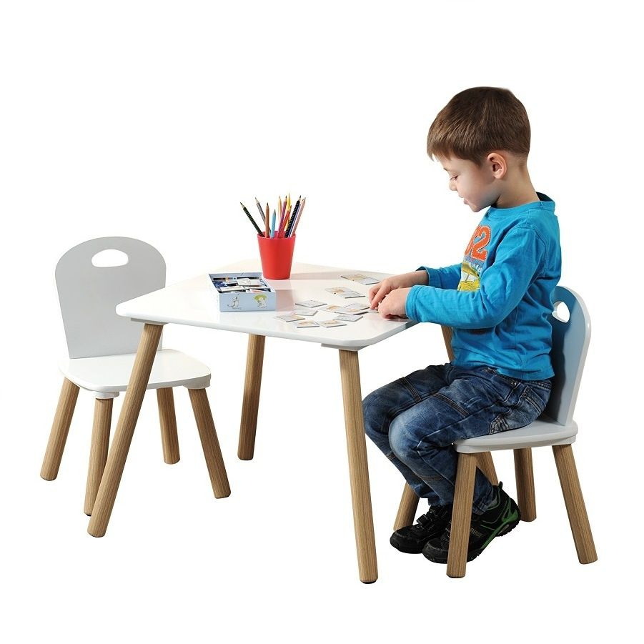 Kust holte als je kunt KESPERMdf Kindertafel SET met 2 Stoelen | FSC Goedgekeurde Zitgroep |  Houten Tafel, Inclusief 2x kinderstoel | Afm: Tafel 55 x 45 x 55 Cm. | Afm:  Stoel 27 x 53 x 27 Cm. | 3 - Delige SET | Kleur: WIT - 𝕍𝕖𝕣𝕜𝕠𝕠𝕡 ✪  𝕔𝕠𝕞