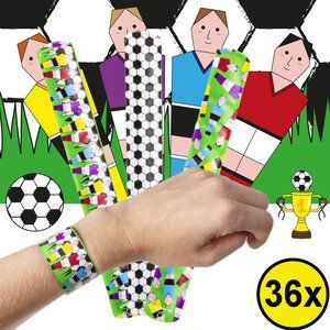 Decopatent 36 STUKS Voetballers Klaparmbandjes - Uitdeelcadeaus - Klap Armbanden - Traktatie Uitdeelcadeautjes voor kinderen - Grabbelton - School - Kinderfeestje - Klein Speelgoed Trakteren - Grabbelton Traktaties Cadeautjes