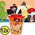 Decopatent Decopatent® 12 STUKS PIRAAT 3D Drink Beker met Rietje en Deksel - 250ML - Piraten Plastic Bekers - Kinderfeestje - Kinderverjaardag Bekertjes - Traktatie - Uitdeelcadeaus