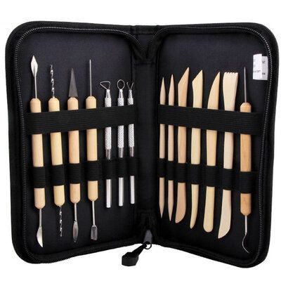 Decopatent Decopatent® - Klei Gereedschap - 14-delig - Boetseergereedschap - Spatels / Mes / Mesjes / Mirettes - Pottenbakken Boetseren Boetseer Set - Beeldhouwen - Keramiek / Polymeer / Boetseerklei gereedschap - Modelleer - Kleigereedschap