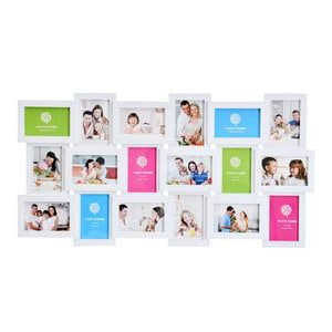 Decopatent Decopatent - XL Fotolijst Collage voor 18 Foto's van (10x15 & 15x10 Cm) - Fotolijsten - Fotolijstje met 18 fotokaders - 89 x 46 Cm - Wit