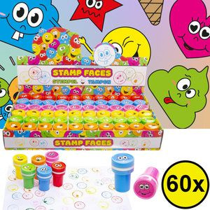 Decopatent Decopatent® Uitdeelcadeaus 60 STUKS Vrolijke Smiley Stempels - Traktatie Uitdeelcadeautjes voor kinderen - Speelgoed Traktaties