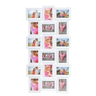 Decopatent Decopatent - XL Fotolijst Collage voor 18 Foto's van (10x15 & 15x10 Cm) - Fotolijsten - Fotolijstje met 18 fotokaders - 52 x 102 Cm - Wit