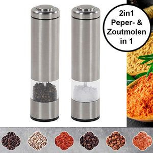 Kesper Elektrische Zout of Pepermolen - RVS - Ø5 Hoogte: 20.5 Cm - Maalstand instelbaar Grof of Fijn - Koffie /Peper/Zout/ Kruiden molen