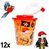Decopatent Decopatent® 12 STUKS PIRAAT 3D Drink Beker met Rietje en Deksel - 250ML - Piraten Plastic Bekers - Kinderfeestje - Kinderverjaardag Bekertjes - Traktatie - Uitdeelcadeaus