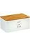 Kesper Keuken Metalen Broodtrommel met Houten Bamboe Brood Snijplank, Klassiek Model: "Landhuis" | Materiaal: Metaal / FSC Bamboe hout | Met Bamboe Deksel, te gebruiken als brood snijplank | Opschrift: Bread | Brooddoos | Brood Trommel | Afm. 32,5 x 21 x 15 Cm |