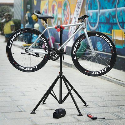 Songmics | Sterke Fiets montagestandaard met gereedschapsbakje | 360°  Draaibare / Verstelbare reparatie standaard | Universele fietsstandaard | Lichtgewicht en eenvoudig draagbaar.