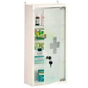 Kesper FSC® Medicijnkastje met Slot | Medicijnkastje met Sleutel slot en Magneet Slot  | Medicijn kastje | Afm. 28 x 57 x 12 Cm. | Kleur: WIT