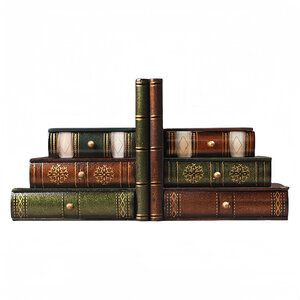 Decopatent Decopatent - Vintage Houten Boekensteunen met 6 Lades - 2-Delige Set - Boekensteun Hout - Vintage Boeken Design - Voorzien van 6 opberg schuiflades - Boekenstandaard - Afm. 16.5x12.5x17 CM.