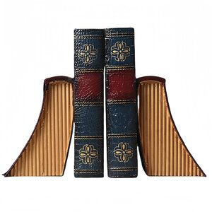 Decopatent Decopatent - Vintage Houten Boekensteunen - 2-Delige Set - Boekensteun Hout - Vintage Boeken Design - Boekenstandaard - Afm. 13x13x19 CM.