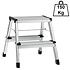 Decopatent Decopatent® Huishoudtrap Keukentrap - Met 2 Treden - Aluminium - Huishoudladder Inklapbaar - Trapladder Opvouwbaar - Anti-Slip